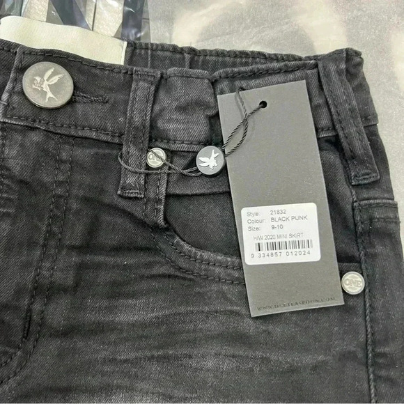 ONE TEASPOON BLACK PUNK 2020 MINI STRETCH HIGH WAIST DENIM SKIRT Size 9-… - Picture 2 of 6